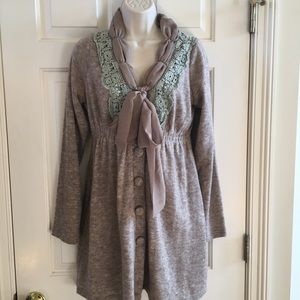 A’Reve Long Front Button Sweater